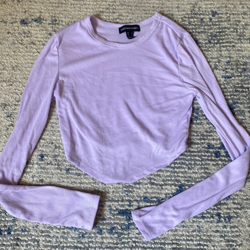Purple and Green Cropped Long Sleeve Shirts (Set of 2)